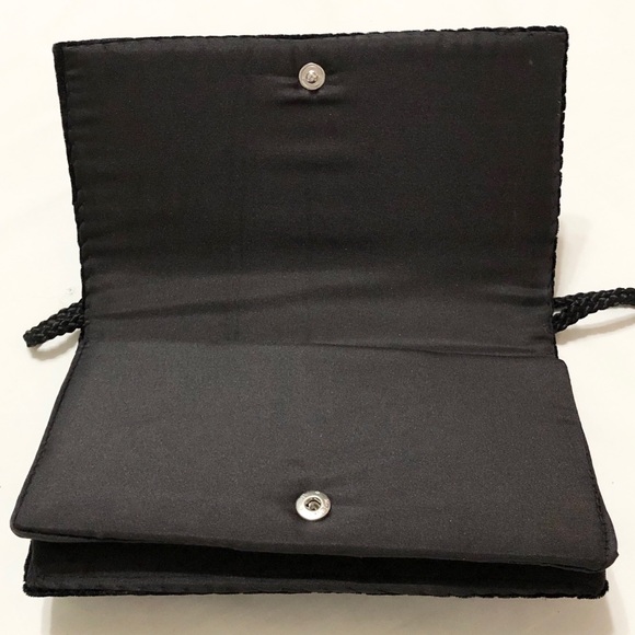 NWOT Black Velvet Beaded Mini Bag w/Shoulder Strap - Picture 9 of 11